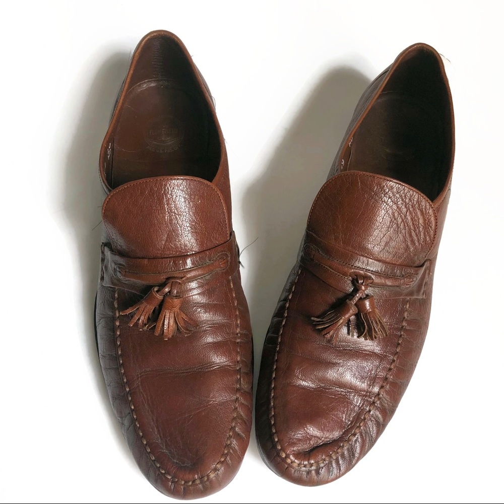 Florsheim mens brown leather loafers w/ tassels